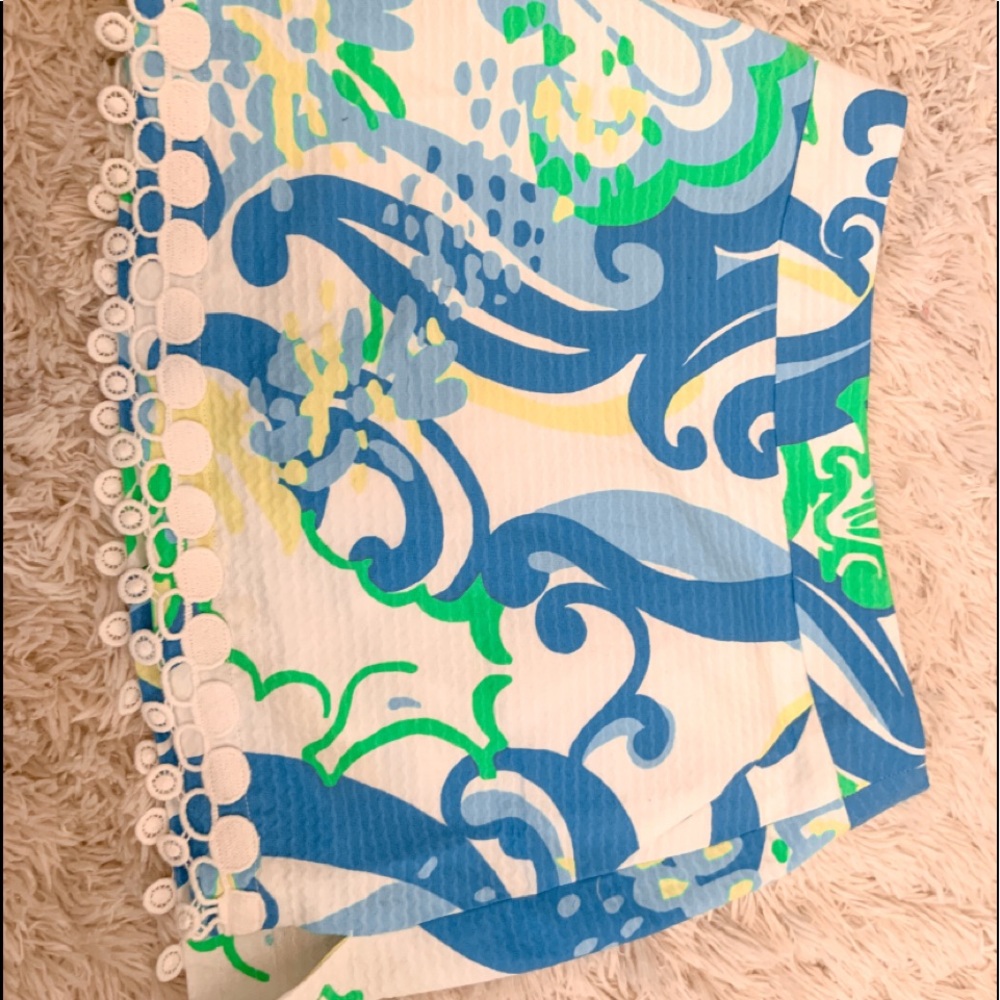 Lilly Pulitzer Blue and Green Mini Skirt 0